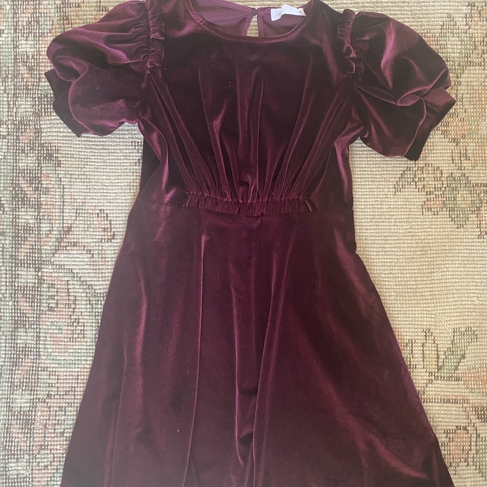 Elegant Velvet Kids Dress in maroon